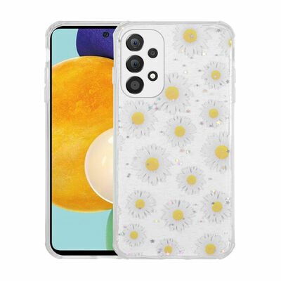 Galaxy A23 Kılıf Simli Desenli Kamera Korumalı Parlak Patinda Popy Kapak