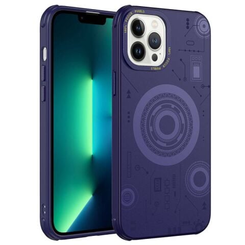 Apple iPhone 13 Pro Max Kılıf Patinda Wireless Şarj Özellikli Desenli Hot Kapak