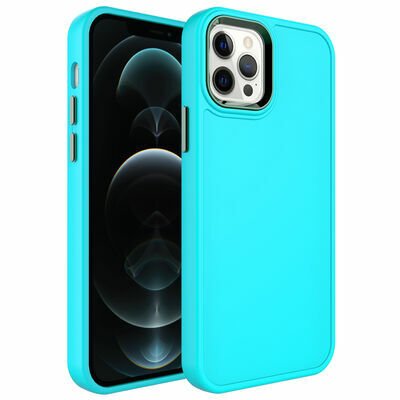 Apple iPhone 12 Pro Max Kılıf Metal Çerçeve ve Buton Tasarımlı Sert Patinda Botox Kapak