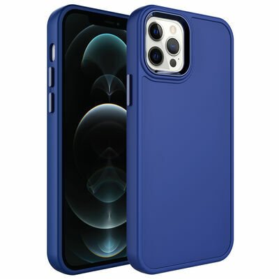 Apple iPhone 12 Pro Max Kılıf Metal Çerçeve ve Buton Tasarımlı Sert Patinda Botox Kapak