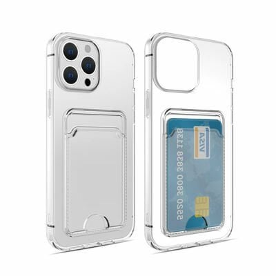 Apple iPhone 14 Pro Max Kılıf Kartlıklı Şeffaf Patinda Setra Clear Silikon Kapak
