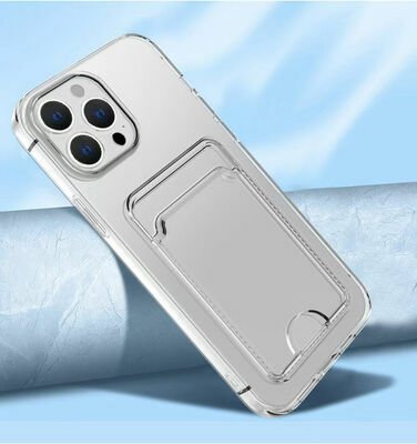 Apple iPhone 14 Pro Max Kılıf Kartlıklı Şeffaf Patinda Setra Clear Silikon Kapak