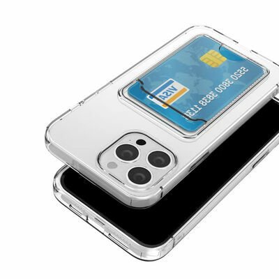 Apple iPhone 14 Pro Max Kılıf Kartlıklı Şeffaf Patinda Setra Clear Silikon Kapak
