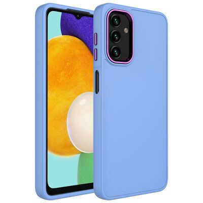 Galaxy A13 4G Kılıf Metal Çerçeve ve Buton Tasarımlı Silikon Patinda Luna Kapak