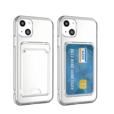 Apple iPhone 14 Plus Kılıf Kartlıklı Şeffaf Patinda Setra Clear Silikon Kapak