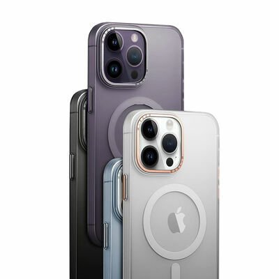 Apple iPhone 14 Pro Max Kılıf Magsafe Şarj Özellikli Buzlu Sert PC Patinda Tuval Kapak