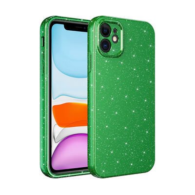 Apple iPhone 11 Kılıf Kamera Korumalı Simli Lüks Patinda Koton Kapak