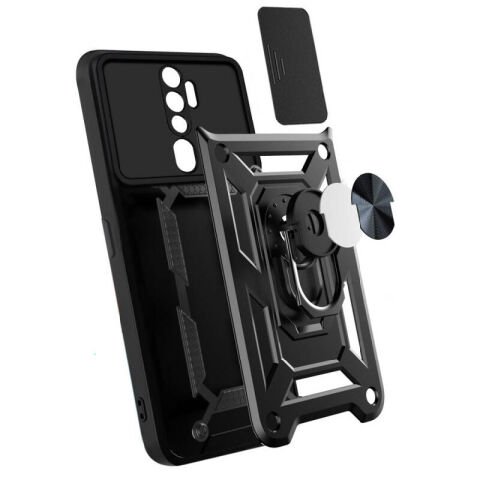 Oppo A9 2020 Kılıf Magnetik Standlı Kamera Korumalı Patinda Sürgülü Vega Kapak
