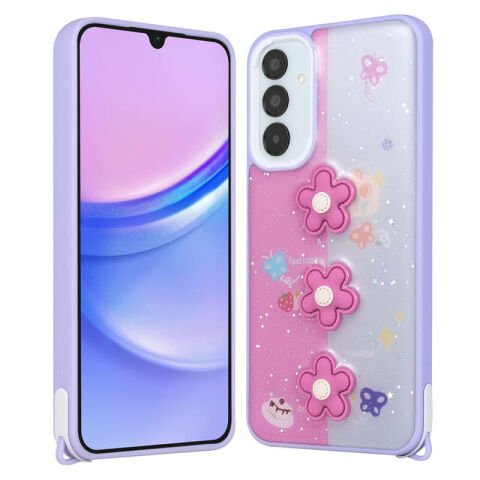 Galaxy A24 Kılıf Parlayan Simli Kabartma Figürlü Patinda Cevze Kapak