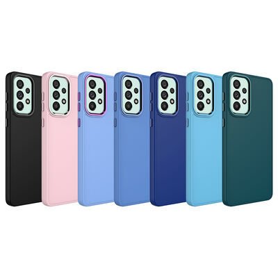 Galaxy A23 Kılıf Metal Çerçeve ve Buton Tasarımlı Silikon Patinda Luna Kapak