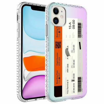 Apple iPhone 12 Kılıf Airbag Kenarlı Renkli Desenli Silikon Patinda Elegans Kapak