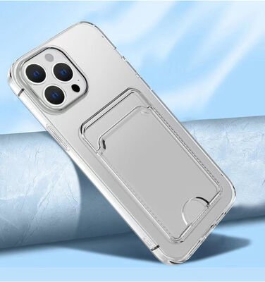 Apple iPhone 14 Pro Kılıf Kartlıklı Şeffaf Patinda Setra Clear Silikon Kapak