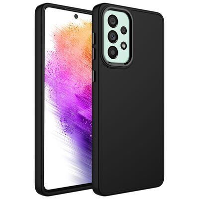 Galaxy A23 Kılıf Metal Çerçeve ve Buton Tasarımlı Silikon Patinda Luna Kapak