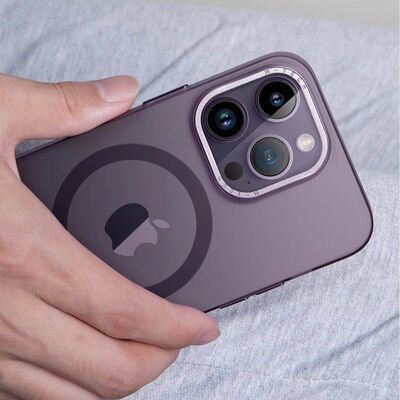 Apple iPhone 14 Pro Kılıf Magsafe Şarj Özellikli Buzlu Sert PC Patinda Tuval Kapak