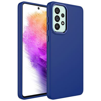 Galaxy A23 Kılıf Metal Çerçeve ve Buton Tasarımlı Silikon Patinda Luna Kapak