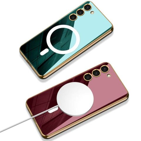 Galaxy S23 Kılıf Wireless Şarj Özellikli Kenarları Elektroplating Kaplama Aynalı Patinda Kent Kapak