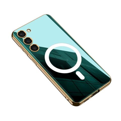 Galaxy S23 Kılıf Wireless Şarj Özellikli Kenarları Elektroplating Kaplama Aynalı Patinda Kent Kapak