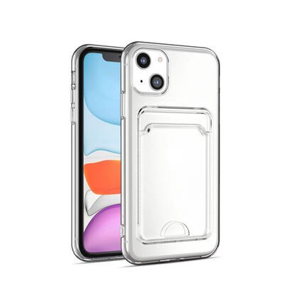 Apple iPhone 14 Kılıf Kartlıklı Şeffaf Patinda Setra Clear Silikon Kapak