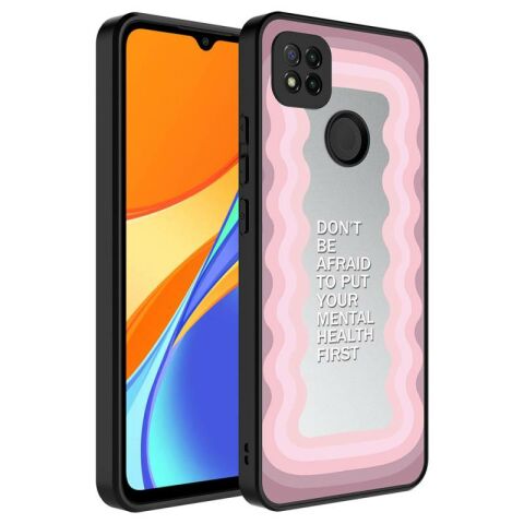 Xiaomi Redmi 9C Kılıf Aynalı Desenli Kamera Korumalı Parlak Patinda Mirror Kapak