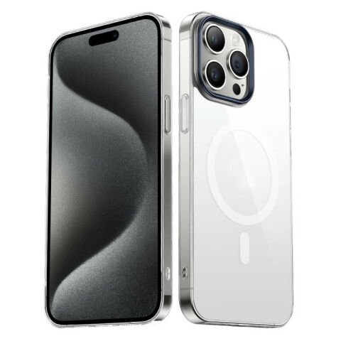 Apple iPhone 15 Pro Max Kılıf Patinda Wireless Şarj Özellikli Şeffaf G-Glass Kapak