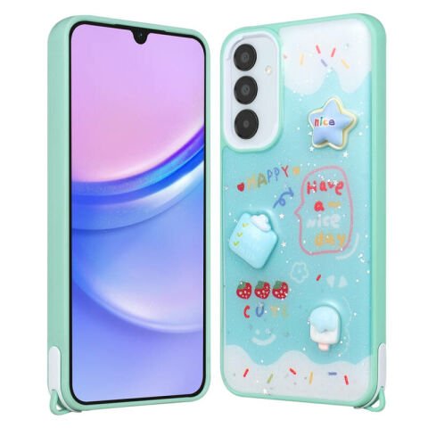 Galaxy A34 Kılıf Parlayan Simli Kabartma Figürlü Patinda Cevze Kapak
