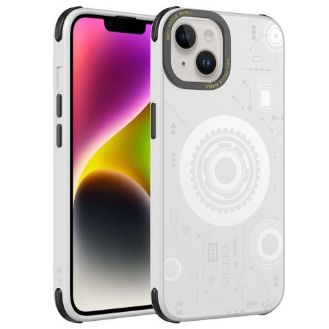 Apple iPhone 13 Kılıf Patinda Wireless Şarj Özellikli Desenli Hot Kapak