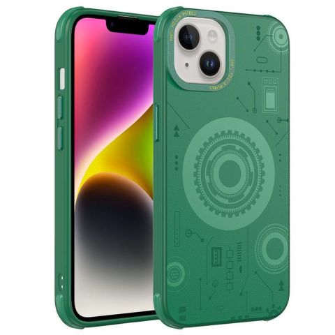 Apple iPhone 13 Kılıf Patinda Wireless Şarj Özellikli Desenli Hot Kapak
