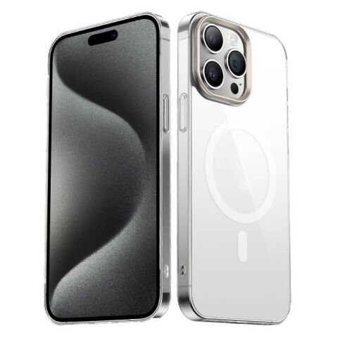 Apple iPhone 15 Pro Kılıf Patinda Wireless Şarj Özellikli Şeffaf G-Glass Kapak