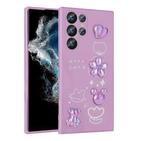 Galaxy S23 Ultra Kılıf Kabartma Figürlü Parlak Patinda Toys Silikon Kapak