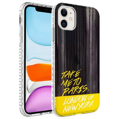 Apple iPhone 11 Kılıf Airbag Kenarlı Renkli Desenli Silikon Patinda Elegans Kapak
