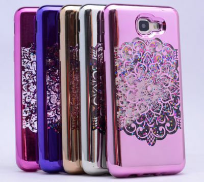 Galaxy A3 2016 Kılıf Patinda Lazer Çiçekli Sıvılı Silikon
