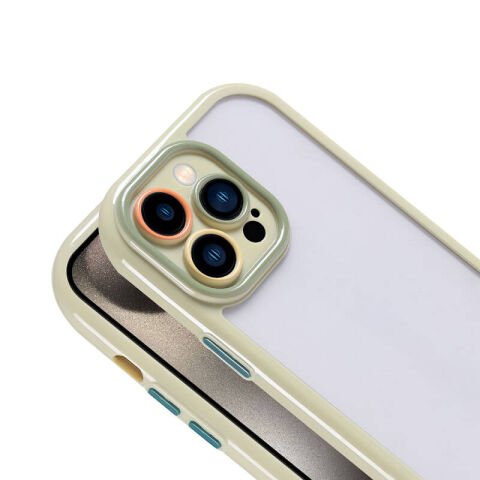 Apple iPhone 15 Pro Kılıf Kamera Korumalı Renkli Kenar ve Çerçeve Tasarımlı Patinda Vitamin Kapak