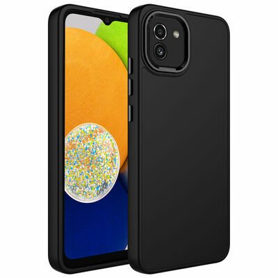 Galaxy A03 Kılıf Metal Çerçeve ve Buton Tasarımlı Silikon Patinda Luna Kapak