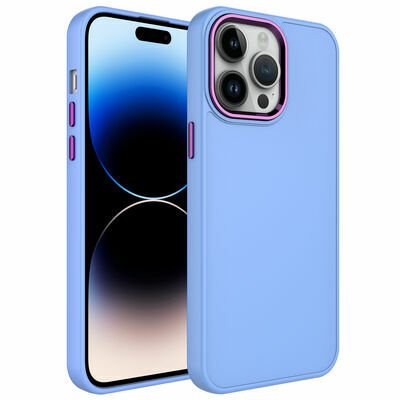 Apple iPhone 14 Pro Kılıf Metal Çerçeve ve Buton Tasarımlı Silikon Patinda Luna Kapak
