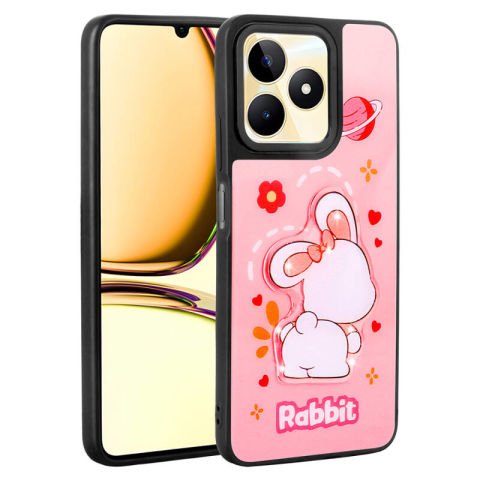 Realme C53 Kılıf Parlayan Kabartmalı İkonik Figürlü Patinda Amas Silikon Kapak
