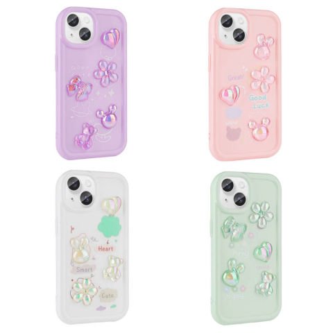 Apple iPhone 13 Kılıf Kabartma Figürlü Parlak Patinda Toys Silikon Kapak