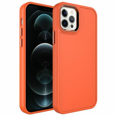Apple iPhone 12 Pro Kılıf Metal Çerçeve ve Buton Tasarımlı Sert Patinda Botox Kapak