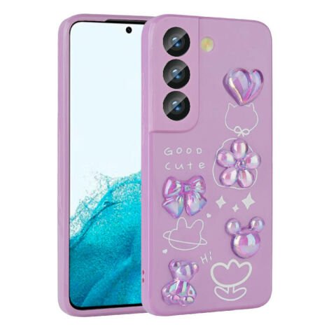 Galaxy S21 FE Kılıf Kabartma Figürlü Parlak Patinda Toys Silikon Kapak