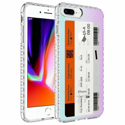 Apple iPhone 8 Plus Kılıf Airbag Kenarlı Renkli Desenli Silikon Patinda Elegans Kapak