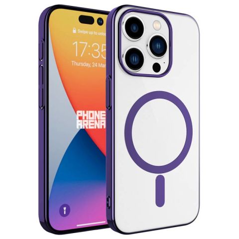 Apple iPhone 15 Pro Kılıf Patinda Wireless Şarj Özellikli Pixel Magsafe Kapak Siyah