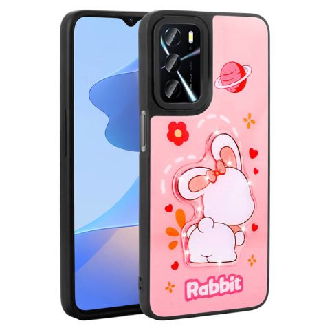 Oppo A54 4G Kılıf Parlayan Kabartmalı İkonik Figürlü Patinda Amas Silikon Kapak
