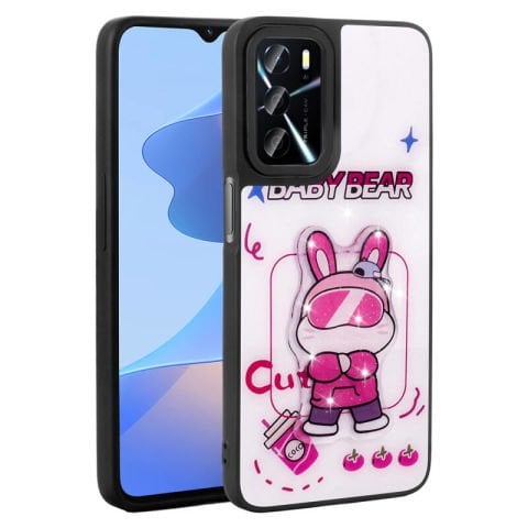 Oppo A54 4G Kılıf Parlayan Kabartmalı İkonik Figürlü Patinda Amas Silikon Kapak
