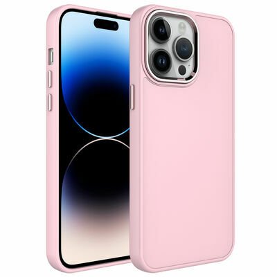 Apple iPhone 14 Pro Max Kılıf Metal Çerçeve ve Buton Tasarımlı Silikon Patinda Luna Kapak
