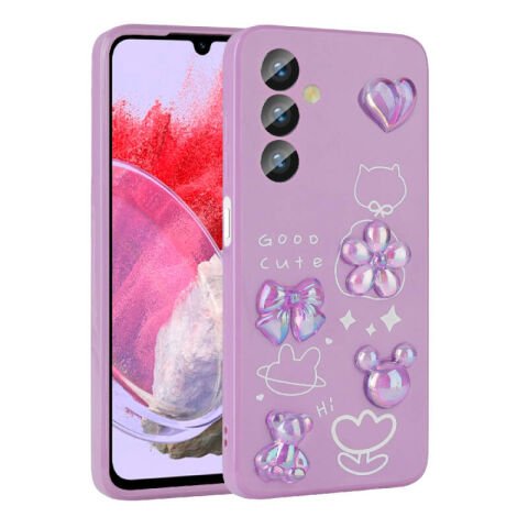 Galaxy M34 5G Kılıf Kabartma Figürlü Parlak Patinda Toys Silikon Kapak
