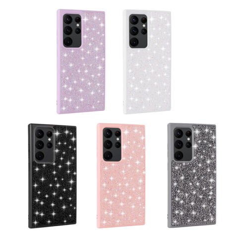 Galaxy S24 Ultra Kılıf Parlak Taşlı Tasarım Patinda Pırlanta Kapak