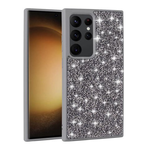 Galaxy S24 Ultra Kılıf Parlak Taşlı Tasarım Patinda Pırlanta Kapak