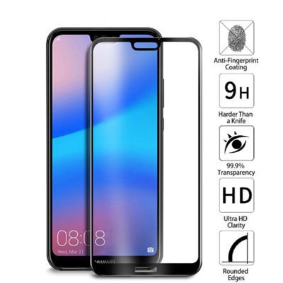 Huawei P20 Lite Patinda Kenarları Kırılmaya Dayanıklı Cam Ekran Koruyucu