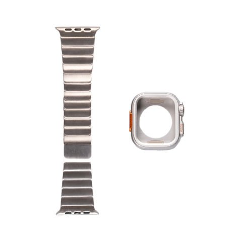Apple Watch 7 45mm Patinda KRD-126 Sert Kasa Koruyuculu Metal Kordon