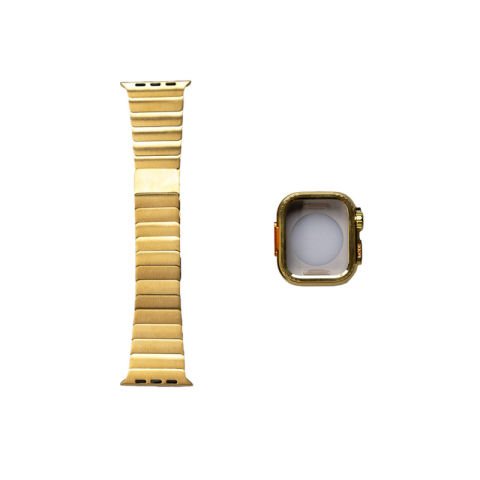 Apple Watch 7 45mm Patinda KRD-126 Sert Kasa Koruyuculu Metal Kordon