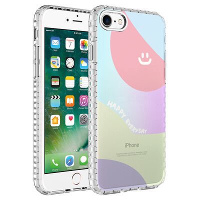 Apple iPhone SE 2022 Kılıf Airbag Kenarlı Renkli Desenli Silikon Patinda Elegans Kapak